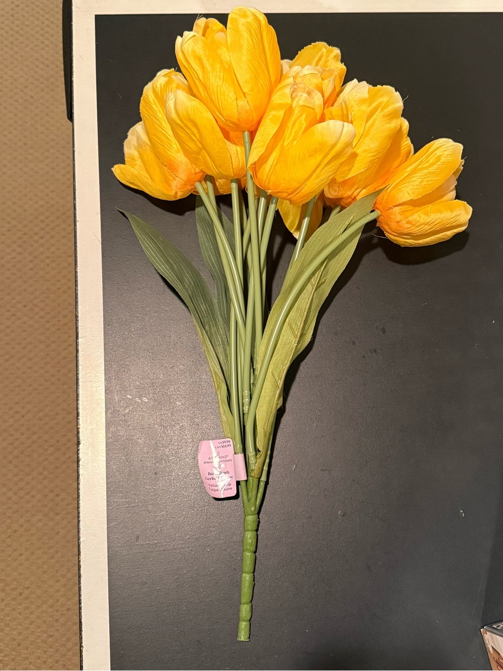 NWT Ashland Yellow Tulip Bush 18” Artificial Faux Flowers Spring Decor